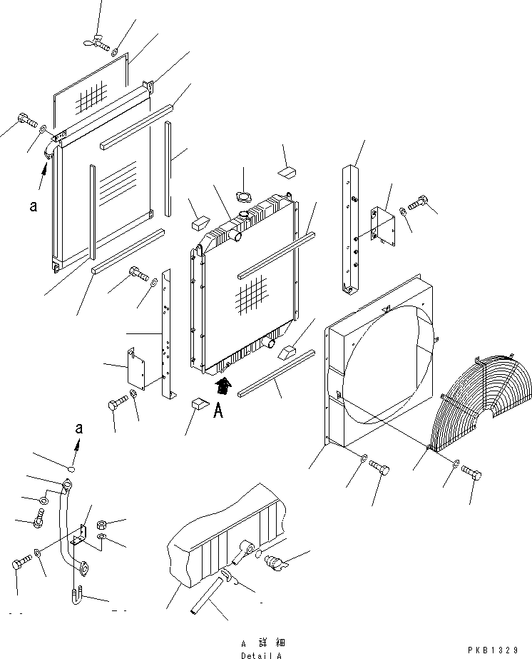 Komatsu parts book diagram for PC300-6Z S/N 30001-UP: COOLING (RADIATOR AND OIL COOLER)(#30001-32999)