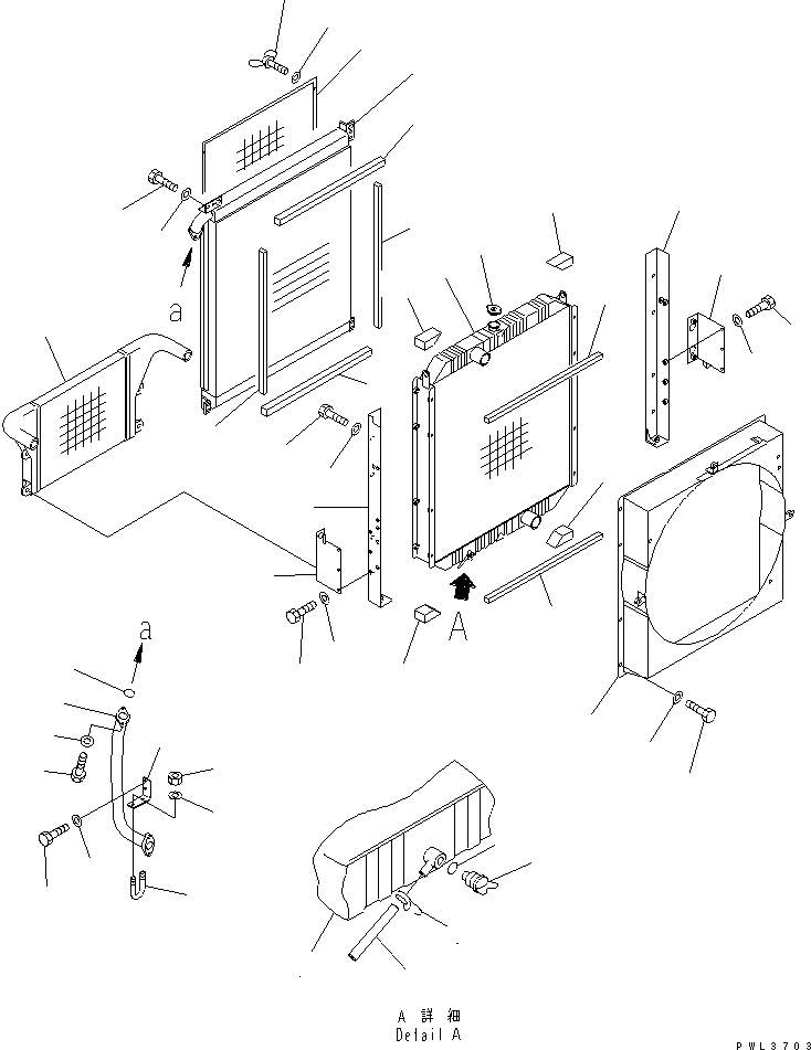 Komatsu parts book diagram for PC300-6Z S/N 30001-UP: COOLING (RADIATOR AND OIL COOLER) (SAE)(#33001-34109)