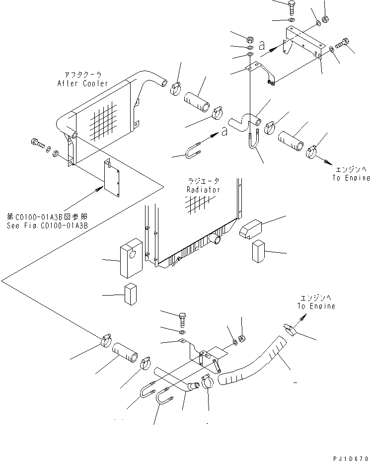 Komatsu parts book diagram for PC300-6Z S/N 30001-UP: COOLING (AFTER COOLER AND AIR COOLER) (COLD WEATHER A SPEC.)(#34110-)