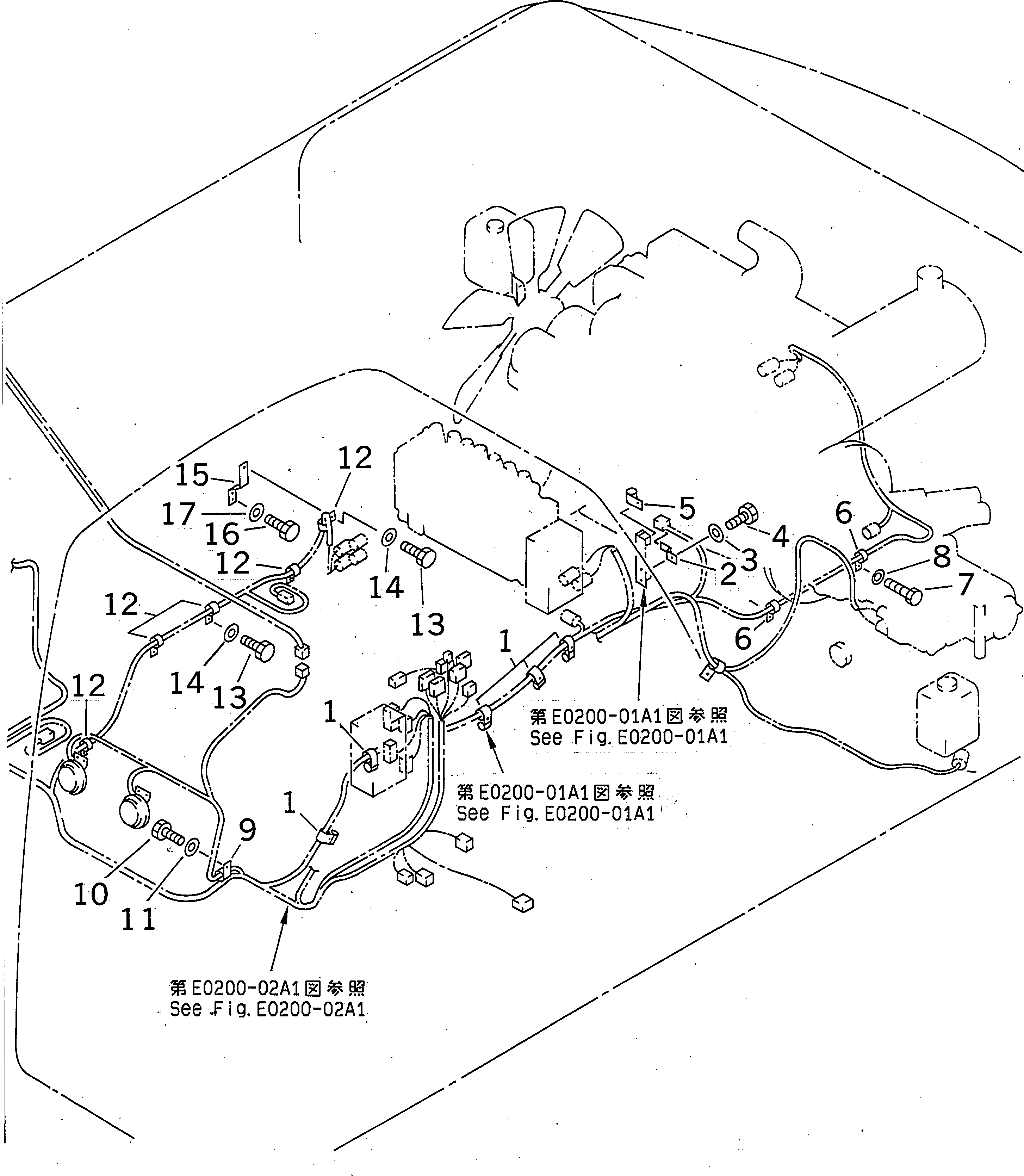 Komatsu parts book diagram for PC300-6Z S/N 30001-UP: WIRING (MAIN HARNESS) (CLIP) (MECHANICAL GOVERNOR CONTROL)(#30139-32999)