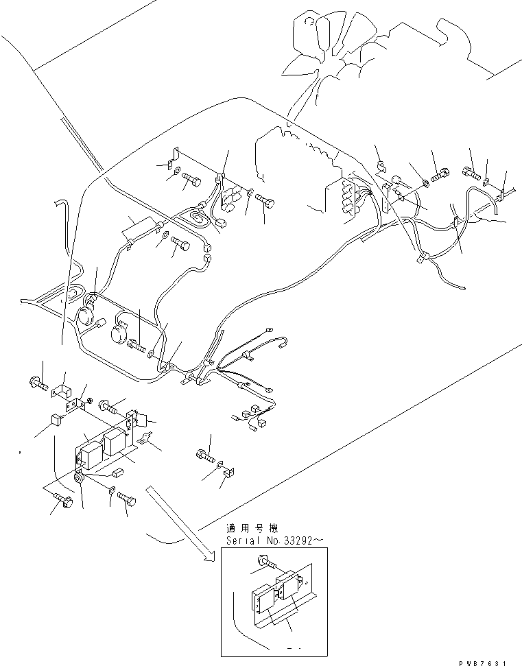 Komatsu parts book diagram for PC300-6Z S/N 30001-UP: WIRING (MAIN HARNESS) (CLIP) (MECHANICAL GOVERNOR CONTROL)(#33001-)