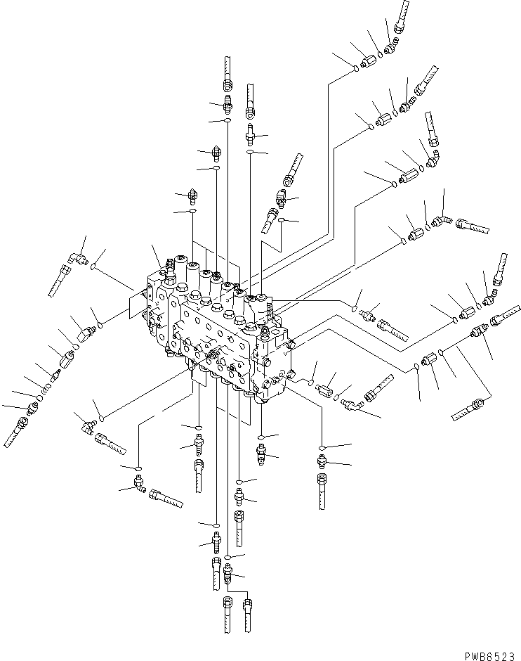 Komatsu parts book diagram for PC300-6Z S/N 30001-UP: MAIN VALVE (CONNECTING PARTS) (R/V LESS)(#33001-)