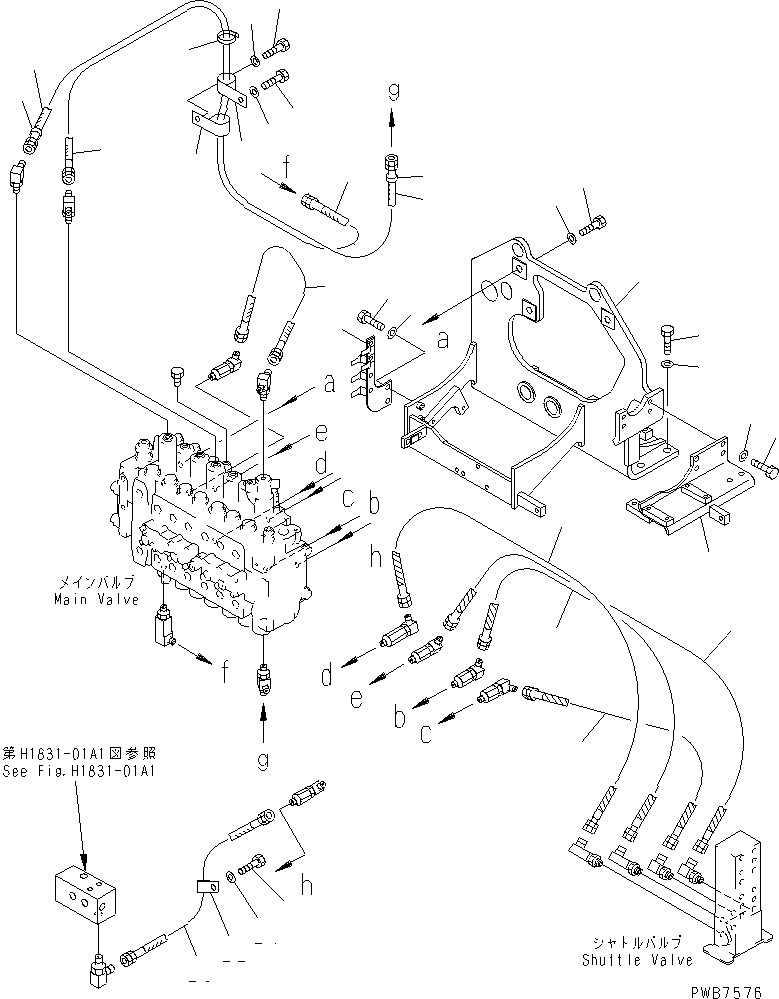 Komatsu parts book diagram for PC300-6Z S/N 30001-UP: MAIN VALVE (VALVE BRACKET)(#30139-32999)
