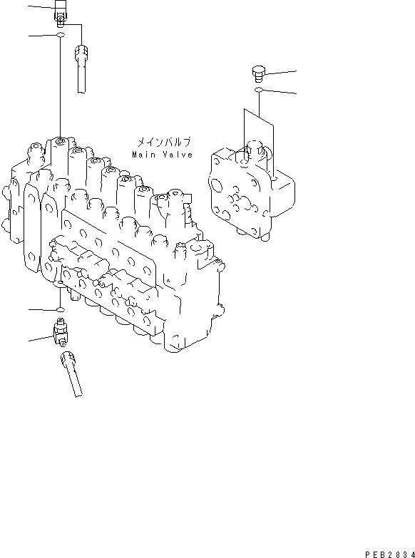 Komatsu parts book diagram for PC300-6Z S/N 30001-UP: MAIN VALVE (PLUG) (1 ACTUATOR) (WITHOUT DRIFT PRIVENTIVE)(#30139-32999)
