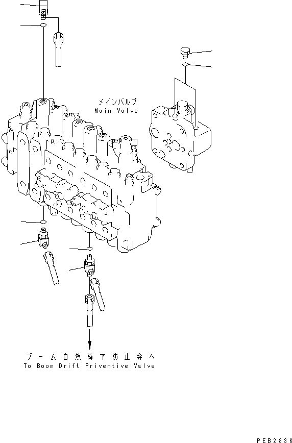 Komatsu parts book diagram for PC300-6Z S/N 30001-UP: MAIN VALVE (PLUG) (1 ACTUATOR)(#30139-32999)