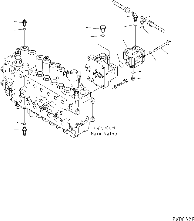 Komatsu parts book diagram for PC300-6Z S/N 30001-UP: MAIN VALVE (PLUG) (1 ACTUATOR)(#33001-)