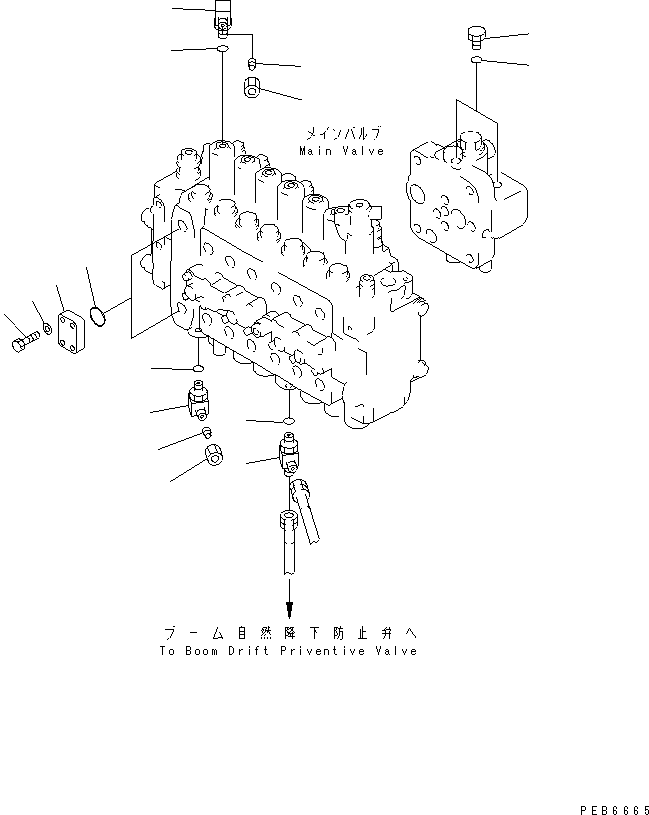 Komatsu parts book diagram for PC300-6Z S/N 30001-UP: MAIN VALVE (PLUG)(#30893-32999)