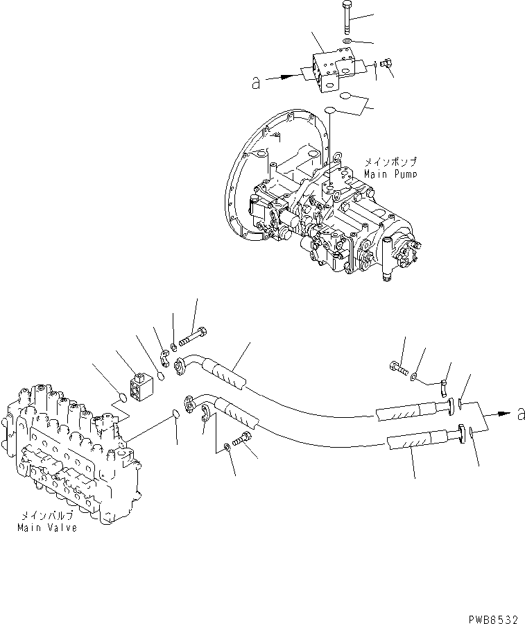 Komatsu parts book diagram for PC300-6Z S/N 30001-UP: DELIVERY LINE (WITHOUT INLINES FILTER)(#33001-33465)