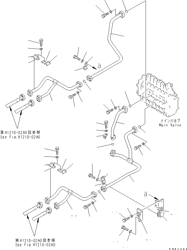 Komatsu parts book diagram for PC300-6Z S/N 30001-UP: BOOM LINE (VALVE BOOM LINE) (WITHOUT DRIFT PRIVENTIVE)(#30139-32999)