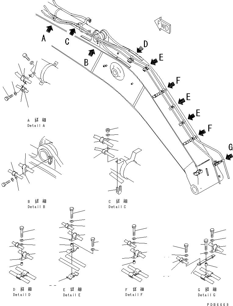 Komatsu parts book diagram for PC300-6Z S/N 30001-UP: DRIFT PRIVENTIVE (BOOM AND ARM) (LOCK VALVE CLAMP)(#30638-)