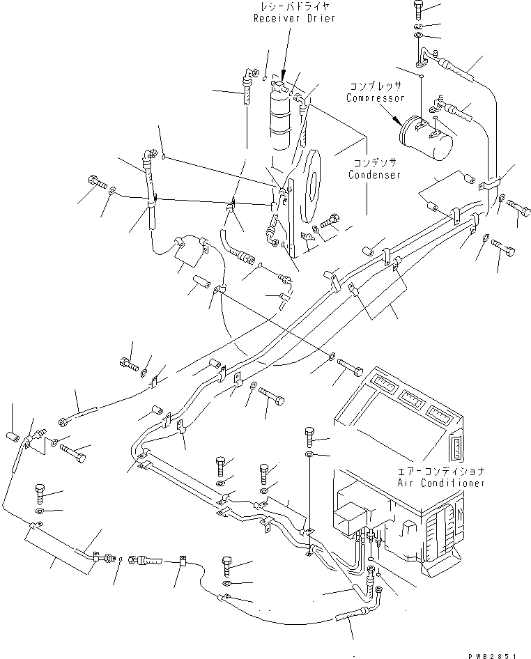 Komatsu parts book diagram for PC300-6Z S/N 30001-UP: AIR CONDITIONER (COOLING LINES)(#30139-32999)