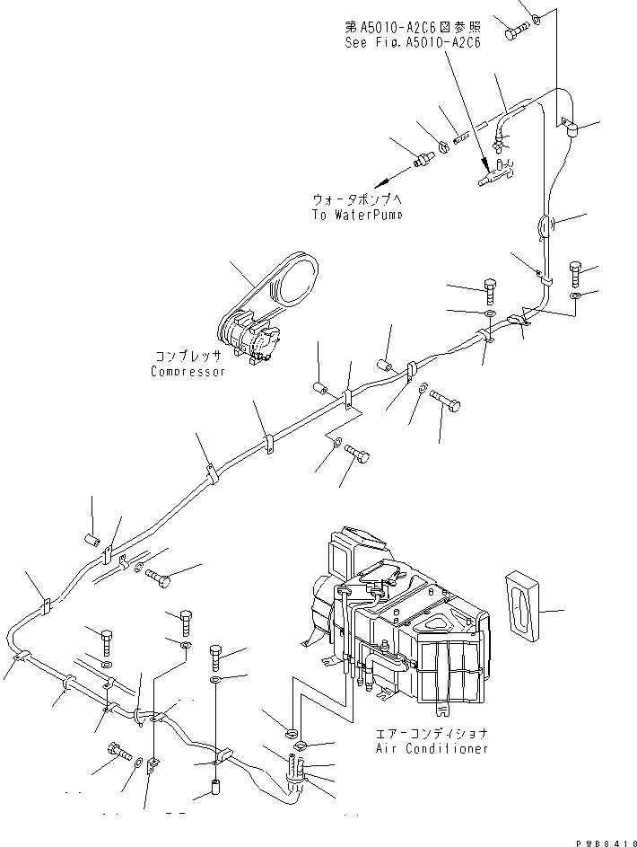Komatsu parts book diagram for PC300-6Z S/N 30001-UP: AIR CONDITIONER (HEATING LINES AND DUCT)(#33001-)