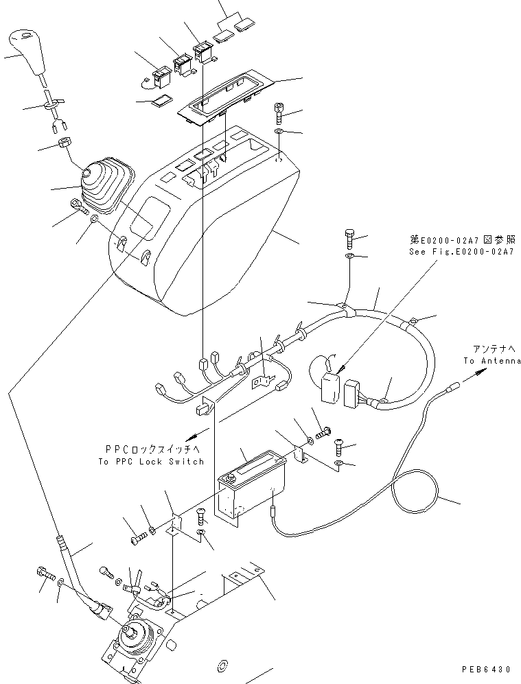 Komatsu parts book diagram for PC300-6Z S/N 30001-UP: FLOOR FRAME (LEFT STAND) (LEVER L.H. AND HARNESS) (WITH ONE TOUCH DECEL)(#30676-32999)
