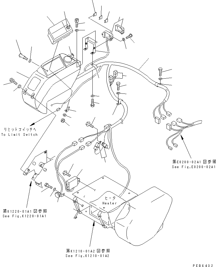 Komatsu parts book diagram for PC300-6Z S/N 30001-UP: FLOOR FRAME (RIGHT STAND) (PANEL AND HARNESS) (WITH HEATER) (COLD WEATHER A SPEC.)(#30943-32999)