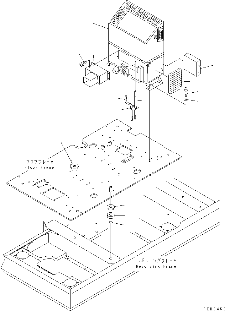 Komatsu parts book diagram for PC300-6Z S/N 30001-UP: FLOOR FRAME (AIR CONDITIONER AND CUSHION)(#30638-32999)
