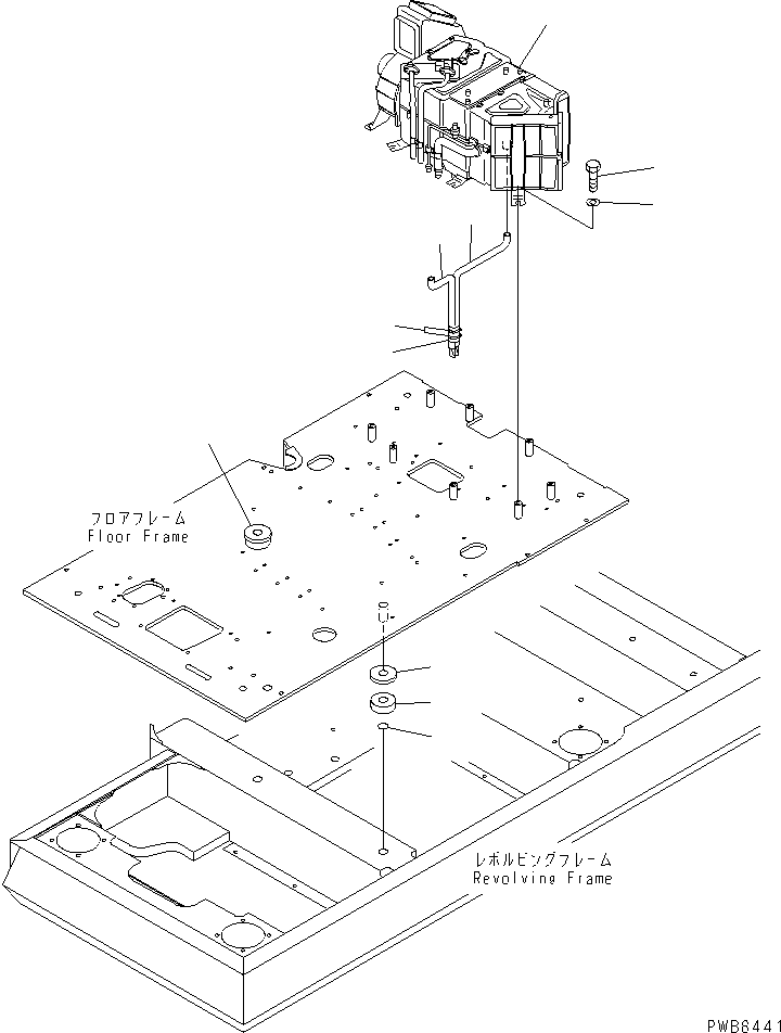 Komatsu parts book diagram for PC300-6Z S/N 30001-UP: FLOOR FRAME (AIR CONDITIONER AND CUSHION)(#33001-)