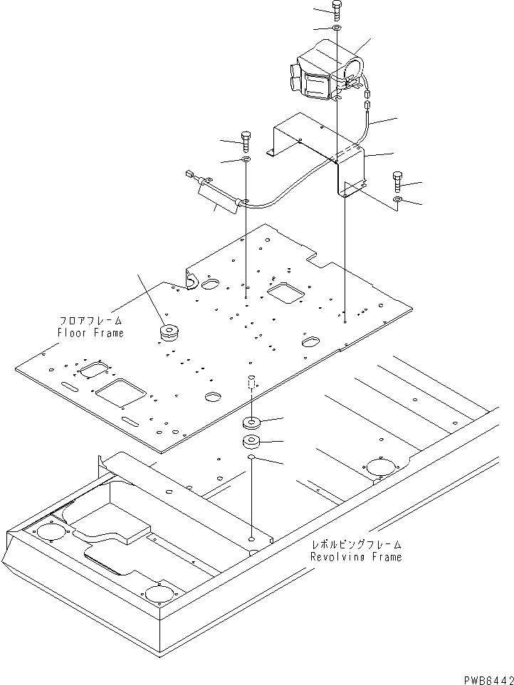 Komatsu parts book diagram for PC300-6Z S/N 30001-UP: FLOOR FRAME (HEATER AND CUSHION) (LARGE CAPACITY)(#33001-34109)