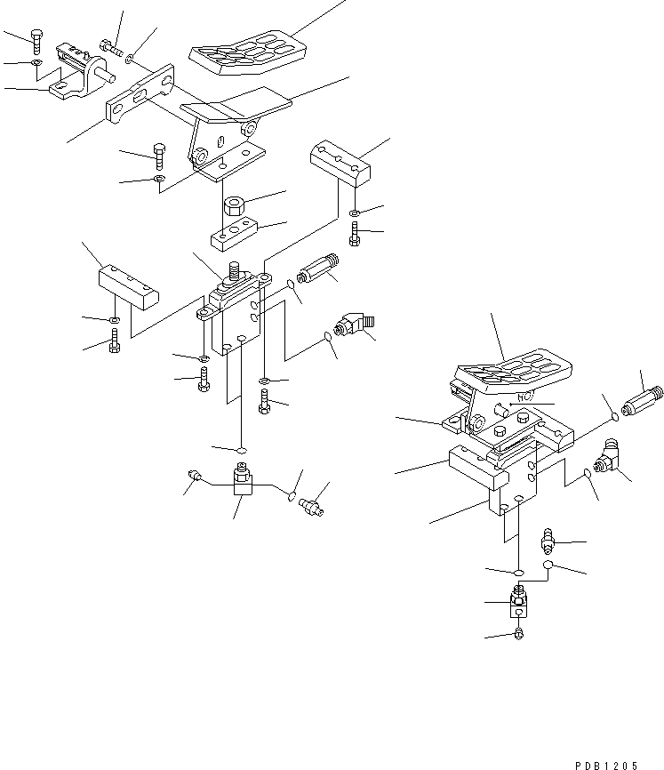 Komatsu parts book diagram for PC300-6Z S/N 30001-UP: ATTACHMENT CONTROL PEDAL (2 ACTUATOR)(#30001-30637)