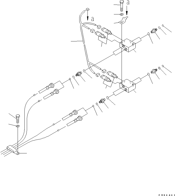 Komatsu parts book diagram for PC300-6Z S/N 30001-UP: ATTACHMENT LINE (PPC) (2 ACTUATOR)(#30638-)