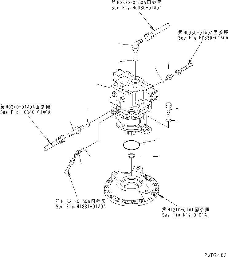 Komatsu parts book diagram for PC300-6Z S/N 30001-UP: SWING MOTOR (CONNECTING PARTS)(#33001-)