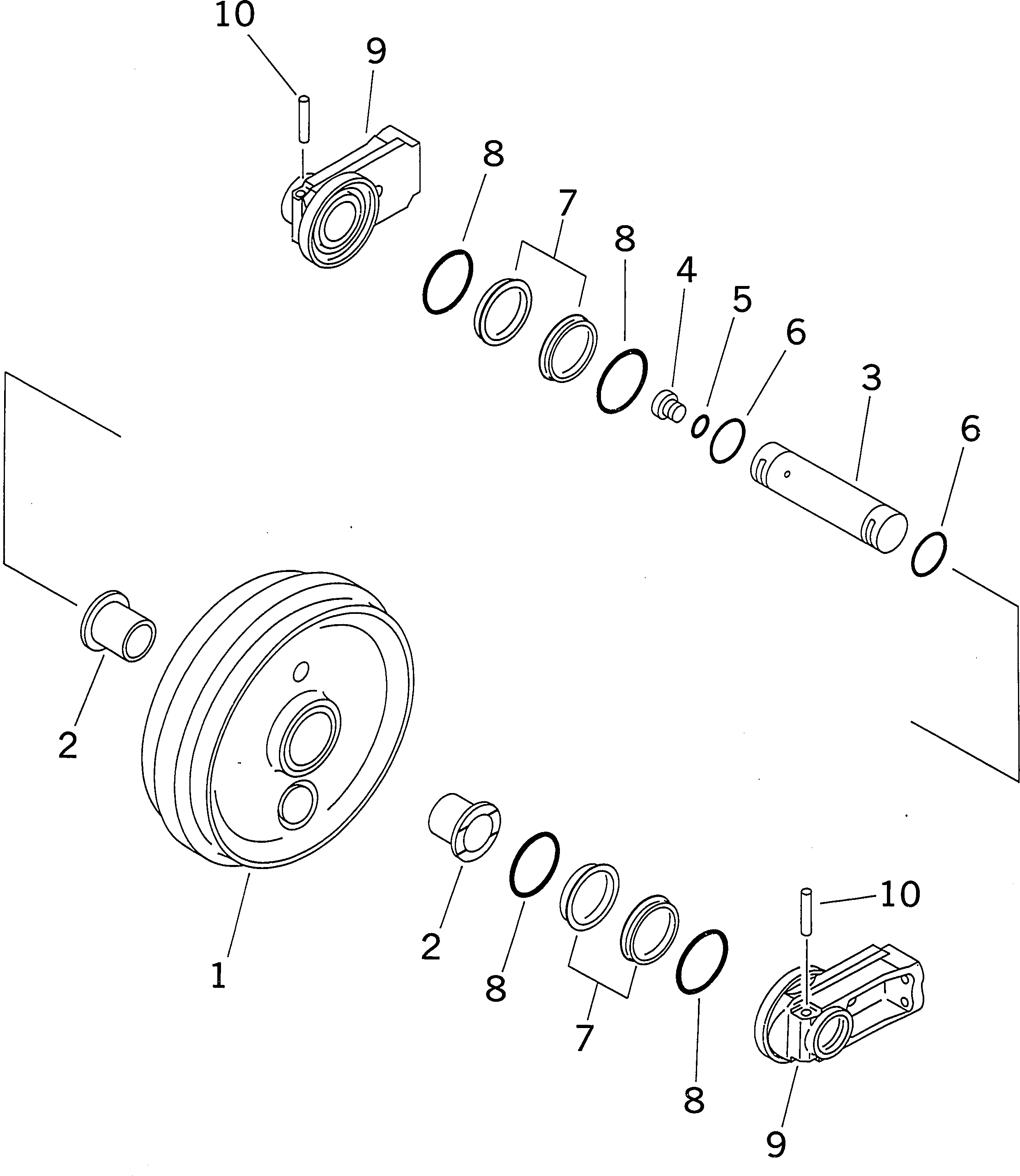 Komatsu parts book diagram for PC300-6Z S/N 30001-UP: FRONT IDLER (COLD WEATHER SPEC.)(#33001-)