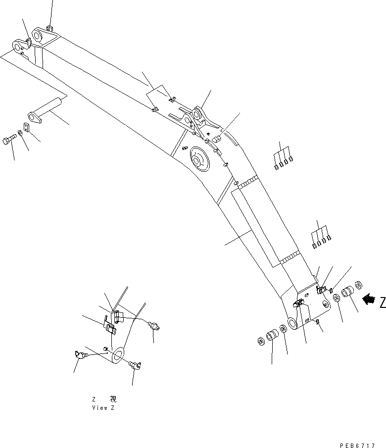 Komatsu parts book diagram for PC300-6Z S/N 30001-UP: BOOM (BOOM AND TOP PIN)