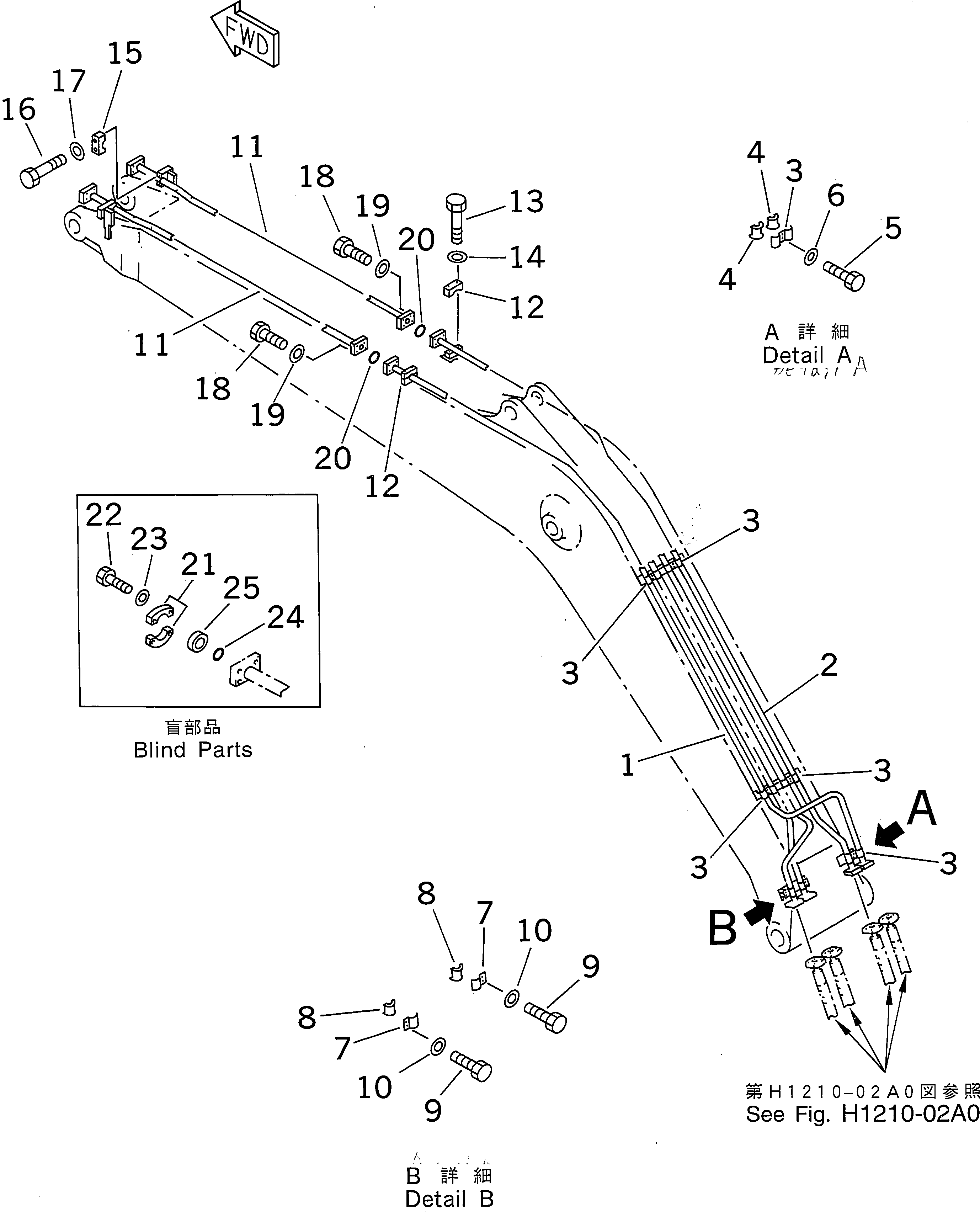 Komatsu parts book diagram for PC300-6Z S/N 30001-UP: BOOM (BUCKET CYLINDER LINE)