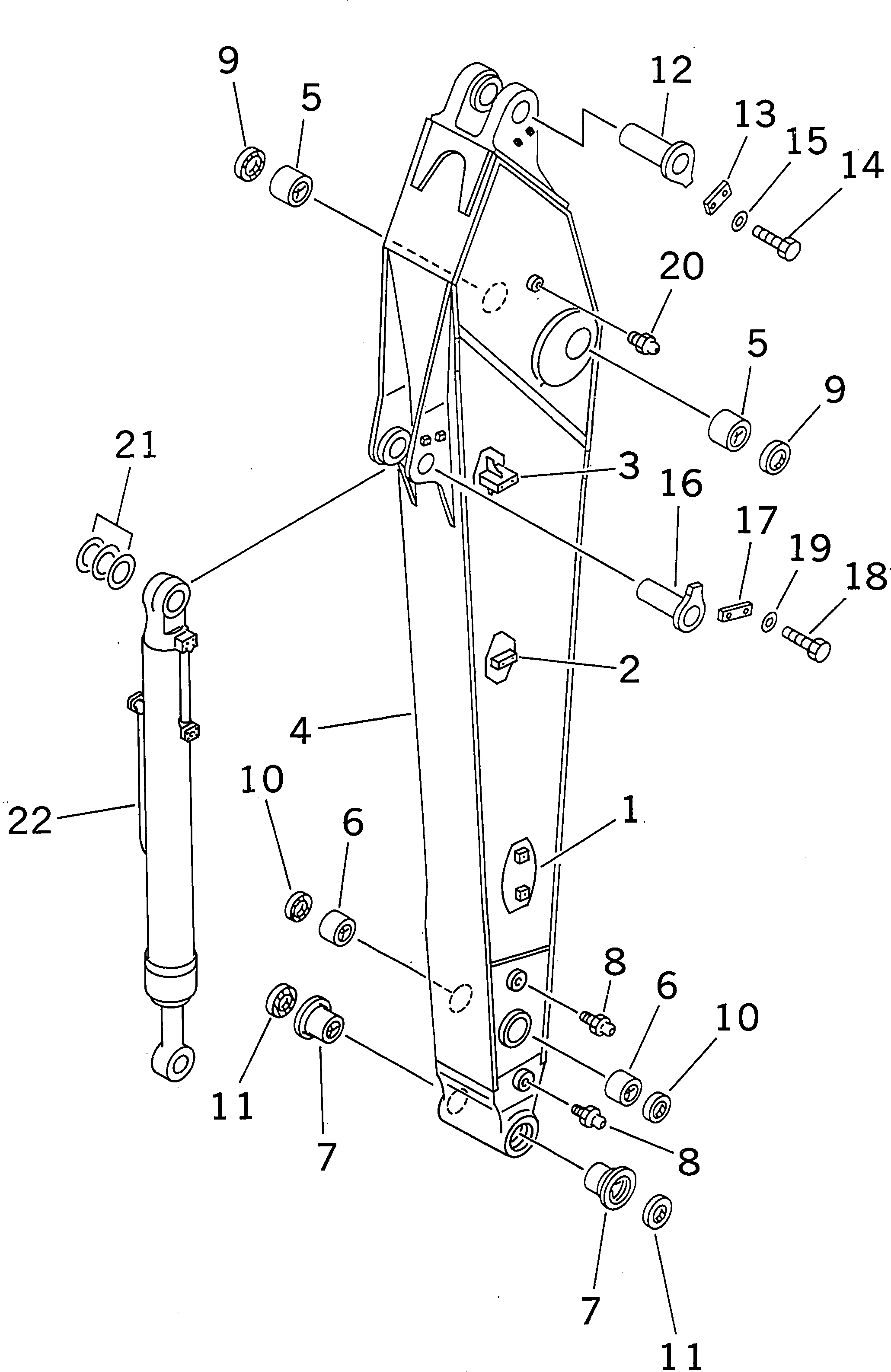 Komatsu parts book diagram for PC300-6Z S/N 30001-UP: ARM (3.2M) (HEAVY DUTY) (ARM AND BUCKET CYLINDER) (FOR ADDITIONALPIPING)