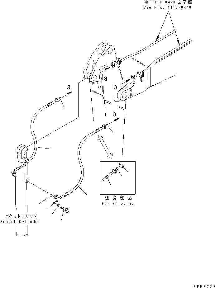 Komatsu parts book diagram for PC300-6Z S/N 30001-UP: ARM (2.55M) (BUCKET CYLINDER HOSE)