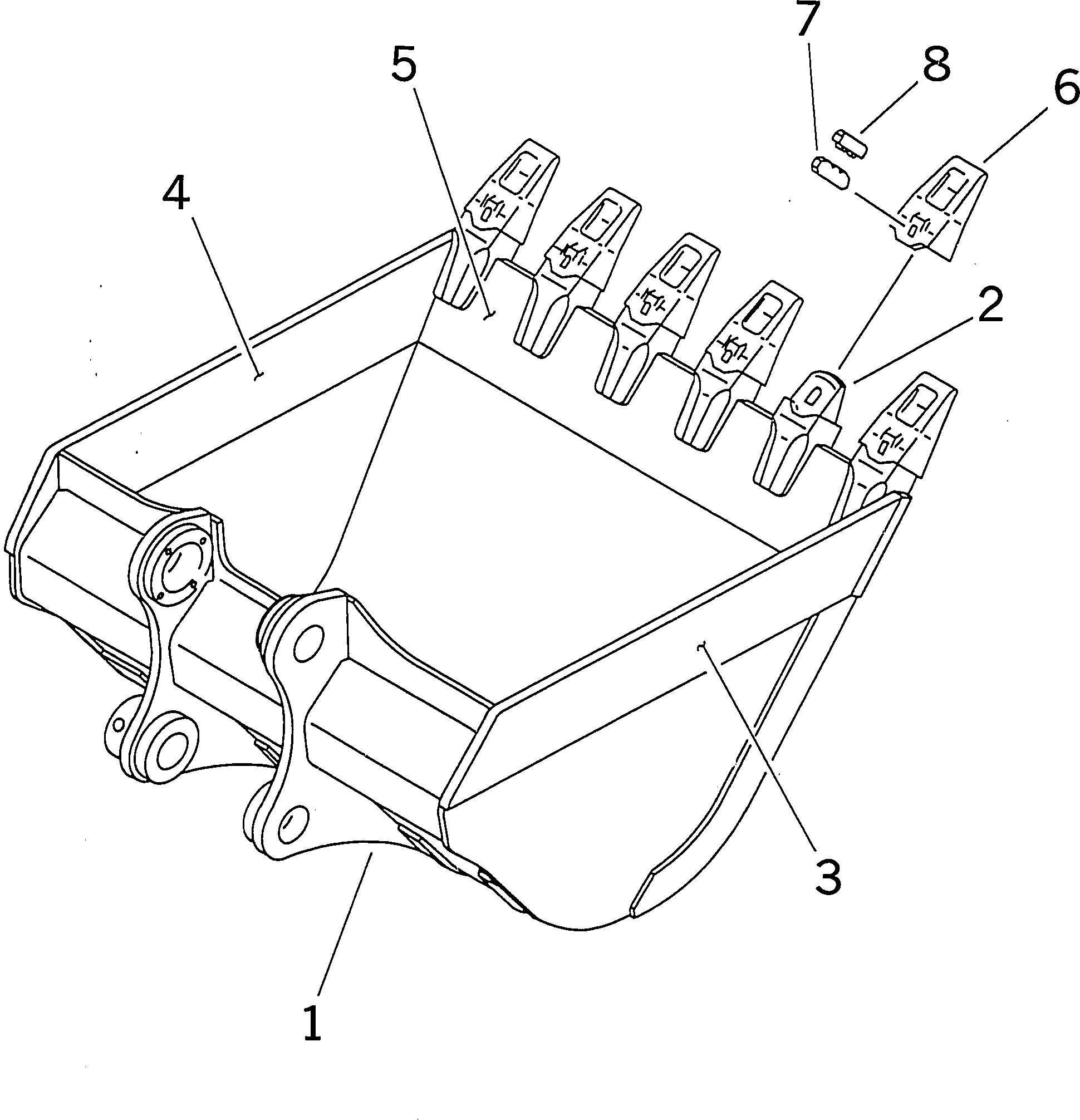Komatsu parts book diagram for PC300-6Z S/N 30001-UP: BUCKET ? 1.6M3 ? 1700MM (VERTICAL PIN TYPE)