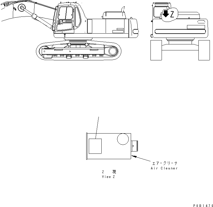 Komatsu parts book diagram for PC300-6Z S/N 30001-UP: PLATE (AIR CLEANER ? DOUBLE ELEMENT) (JAPANESE)