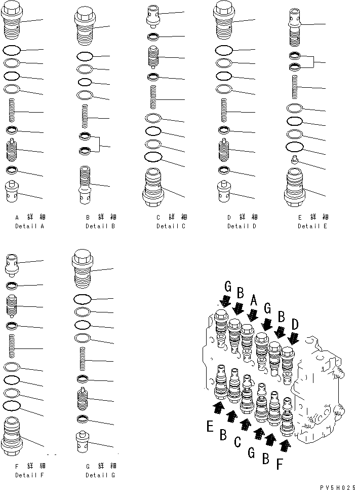 Komatsu parts book diagram for PC300-6Z S/N 30001-UP: MAIN VALVE (2-ACTUATOR) (3/15)(#33799-)