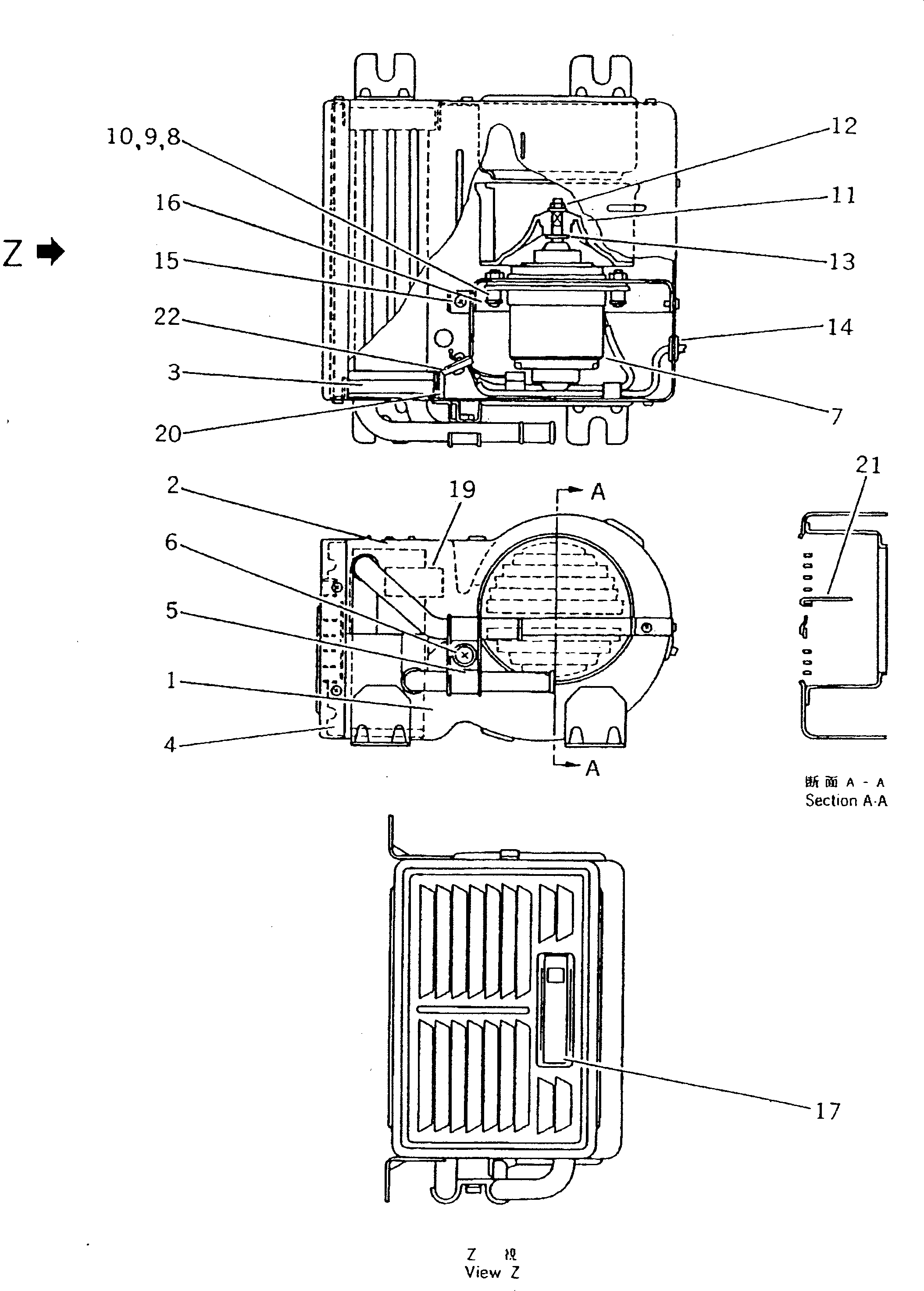 Komatsu parts book diagram for PC300-6Z S/N 30001-UP: HEATER ASS'Y(#33466-)