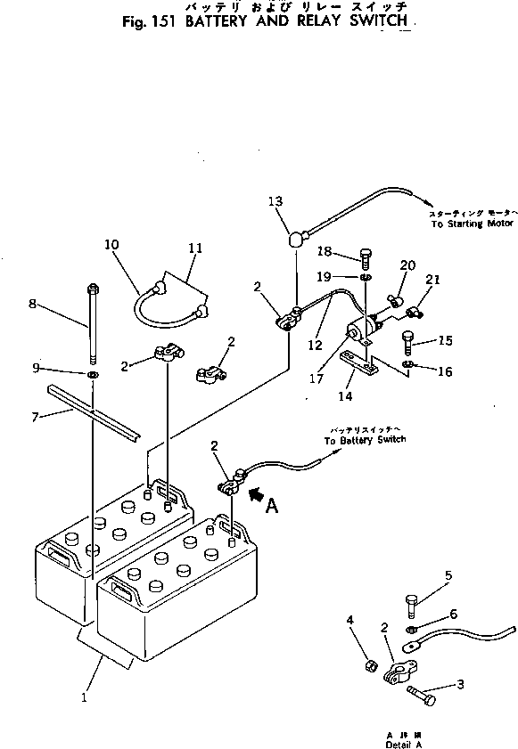 Excavators Komatsu / PC300-2 S/N 11001-UP(pc300-2c) / BATTERY AND RELAY SWITCH(030100 : 151)