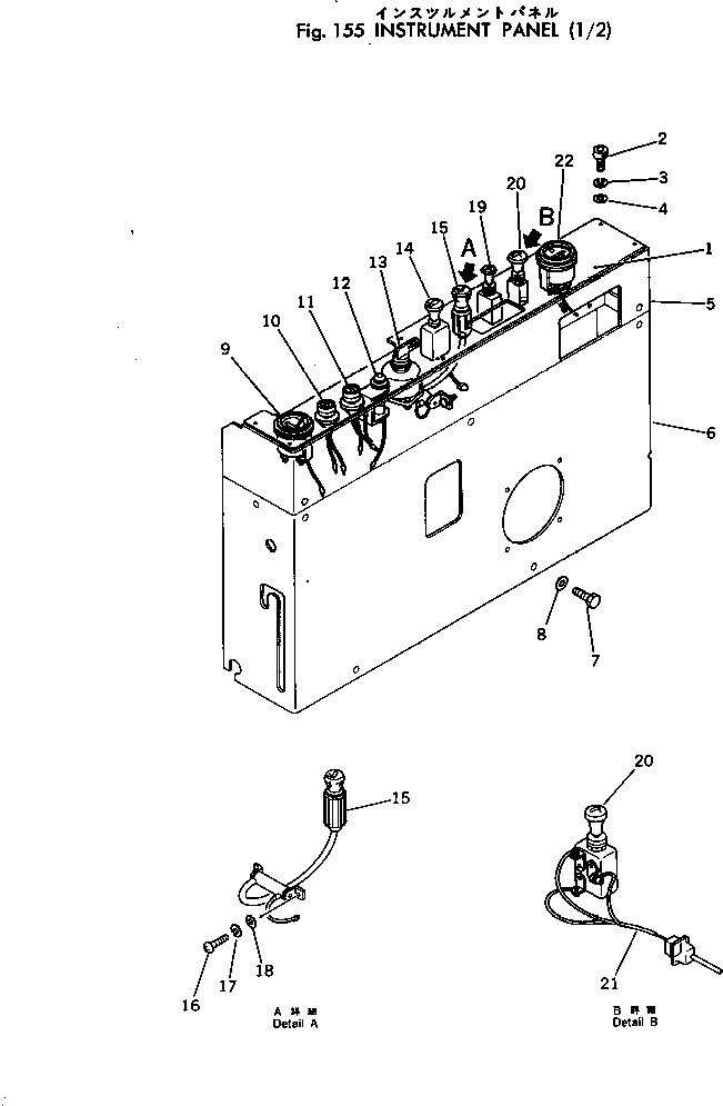 Excavators Komatsu / PC300-2 S/N 11001-UP(pc300-2c) / INSTRUMENT PANEL (1/2)(030110 : 155)