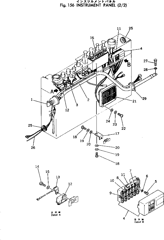 Excavators Komatsu / PC300-2 S/N 11001-UP(pc300-2c) / INSTRUMENT PANEL (2/2)(030120 : 156)
