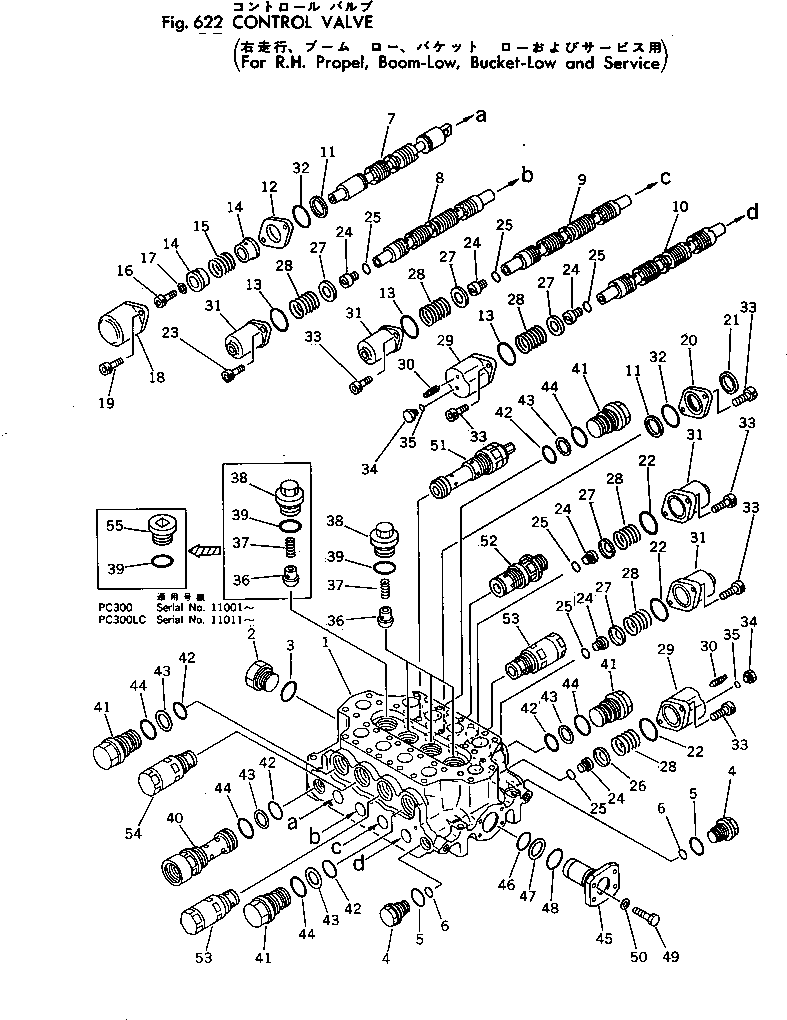 Excavators Komatsu / PC300-2 S/N 11001-UP(pc300-2c) / CONTROL VALVE (F.R.H.P.B-L.B-L.A.S.)(180140 : 622)