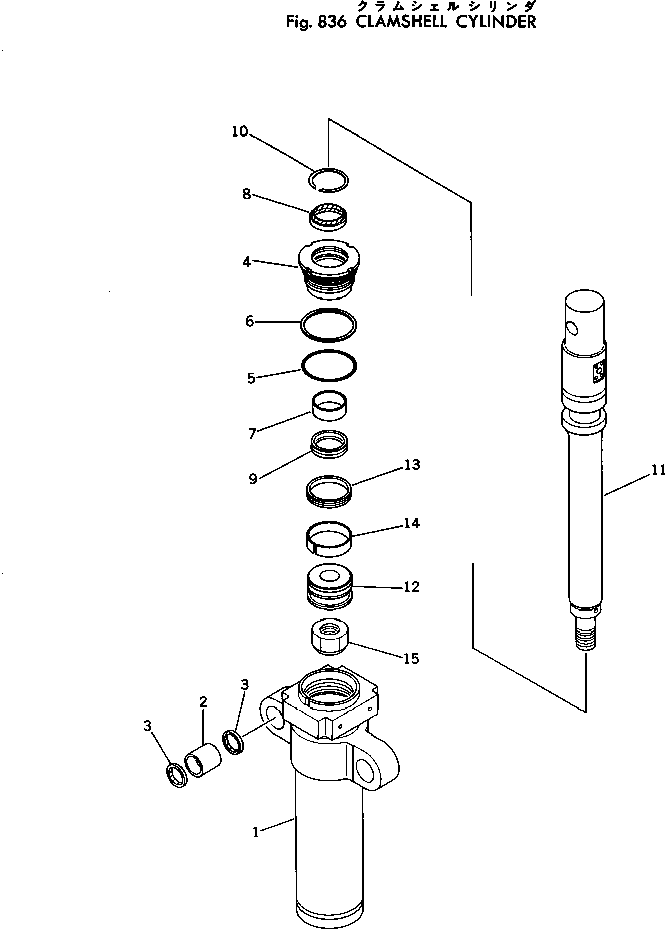 Excavators Komatsu / PC300-2 S/N 11001-UP(pc300-2c) / CLAMSHELL CYLINDER(240200 : 836)