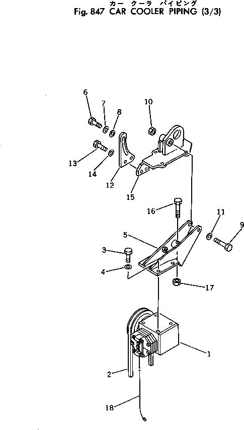 Komatsu parts book diagram for PC300-2 S/N 11001-UP: CAR COOLER PIPING (3/3)