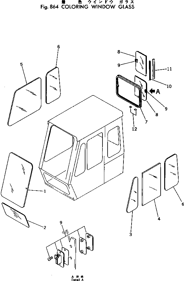 Excavators Komatsu / PC300-2 S/N 11001-UP(pc300-2c) / COLORING WINDOW GLASS(240430 : 864)