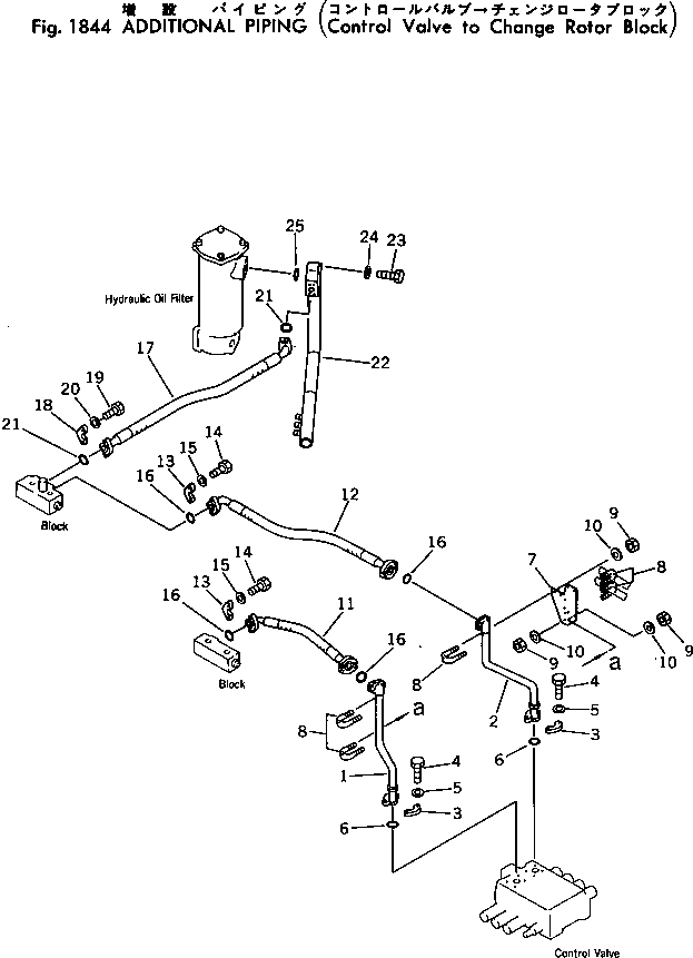 Komatsu parts book diagram for PC300-2 S/N 11001-UP: ADDITIONAL PIPING (CONTROL VALVE TO CHANGE ROTOR BLOCK)