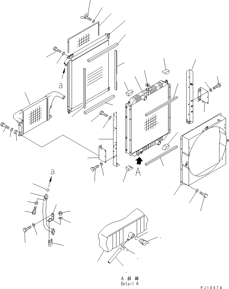 Komatsu parts book diagram for PC300-6Z S/N 30001-UP (Custom Spec.): COOLING (RADIATOR AND OIL COOLER) (SAE)(#34110-)
