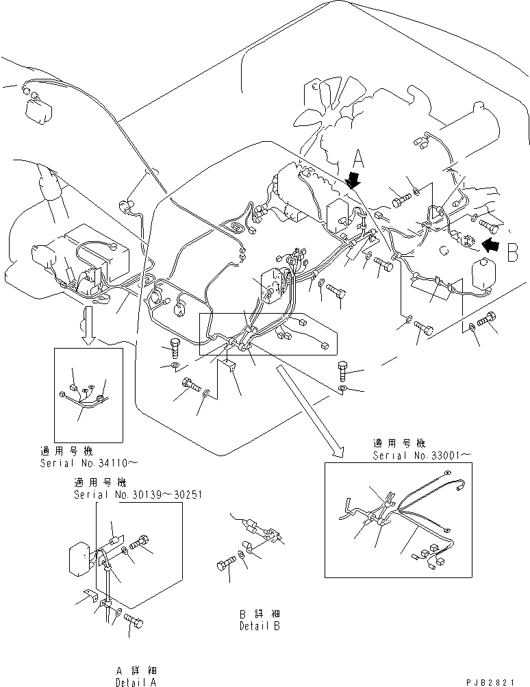 Komatsu parts book diagram for PC300-6Z S/N 30001-UP (Custom Spec.): WIRING (MAIN HARNESS) (MECHANICAL GOVERNOR CONTROL)(#30139-)