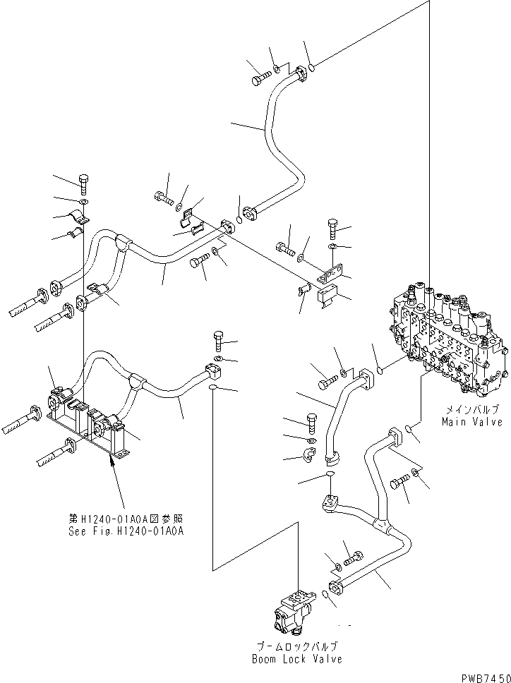Komatsu parts book diagram for PC300-6Z S/N 30001-UP (Custom Spec.): BOOM LINE (VALVE BOOM LINE) (WITH DRIFT PRIVENTIVE)(#33001-33465)