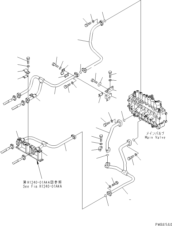 Komatsu parts book diagram for PC300-6Z S/N 30001-UP (Custom Spec.): BOOM LINE (VALVE BOOM LINE) (WITH DRIFT PRIVENTIVE)(#33001-33465)