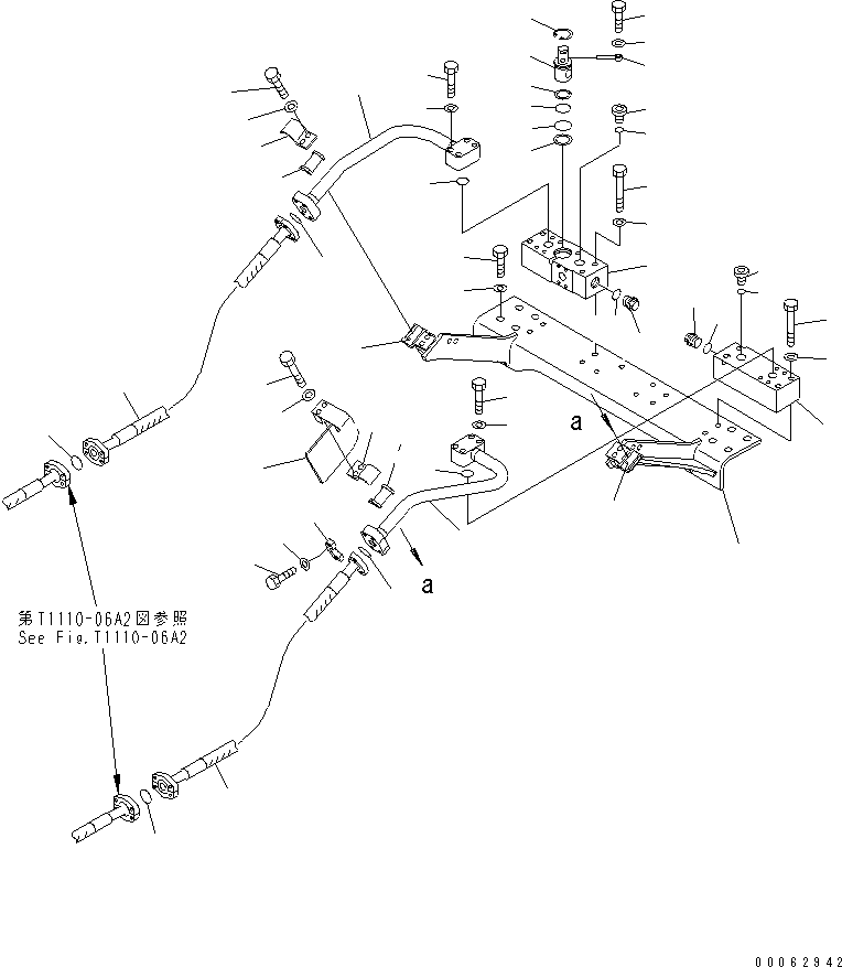 Komatsu parts book diagram for PC300-6Z S/N 30001-UP (Custom Spec.): ATTACHMENT LINE (1 ACTUATOR) (CROSS VALVE AND BRACKET)(#30001-34221)