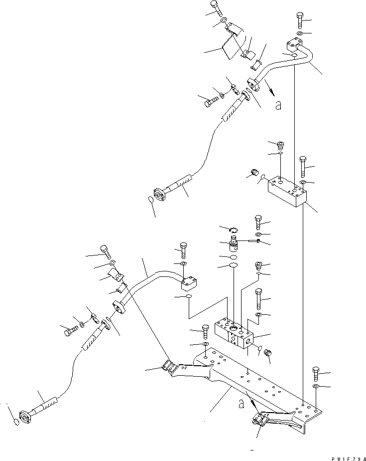 Komatsu parts book diagram for PC300-6Z S/N 30001-UP (Custom Spec.): ATTACHMENT LINE (2 ACTUATOR) (CROSS VALVE AND BRACKET)(#34222-)