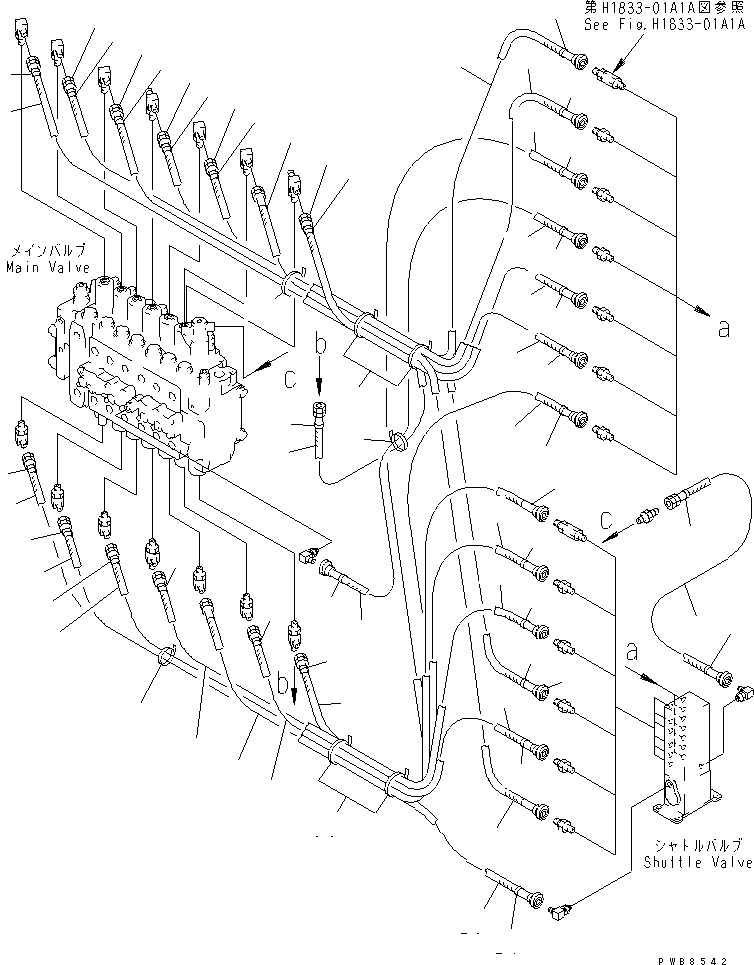 Komatsu parts book diagram for PC300-6Z S/N 30001-UP (Custom Spec.): PPC MAIN LINE (VALVE PPC LINE)(#33001-)
