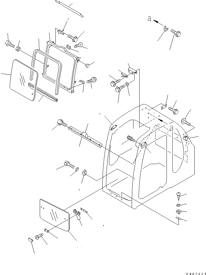 Komatsu parts book diagram for PC300-6Z S/N 30001-UP (Custom Spec.): OPERATOR'S CAB (FRONT WINDOW) (FOR SEE THROUGH ROOF)(#33001-)