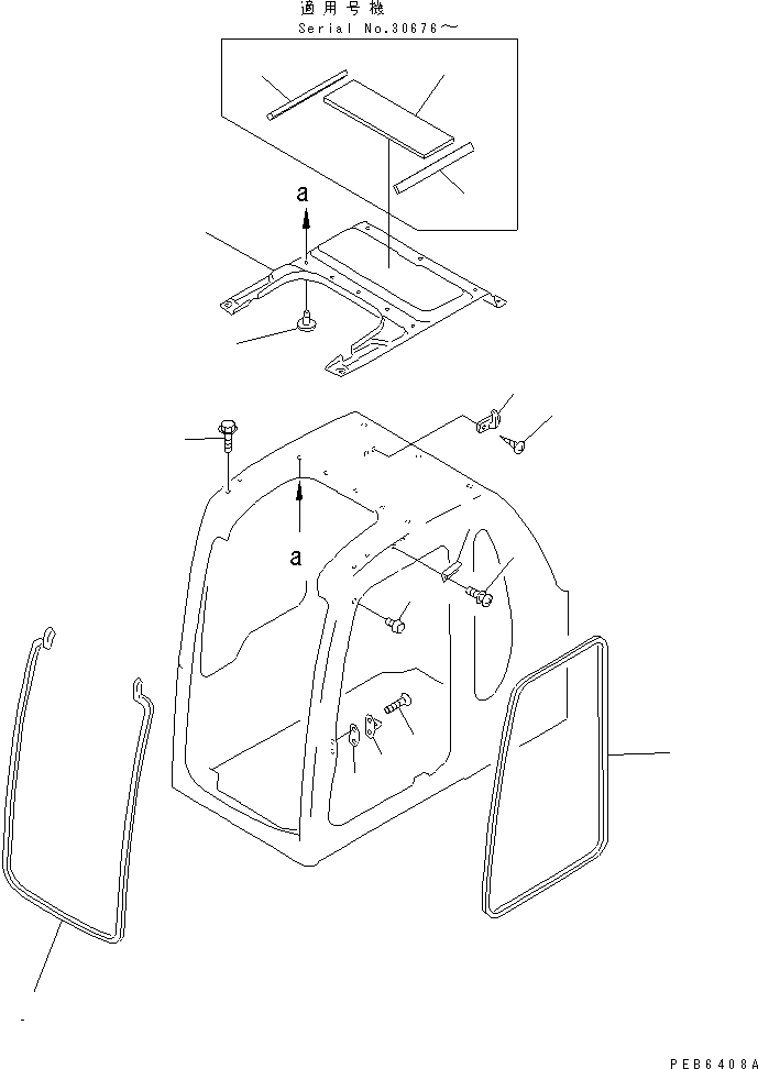 Komatsu parts book diagram for PC300-6Z S/N 30001-UP (Custom Spec.): OPERATOR'S CAB (INSIDE COVER)(#30001-32999)